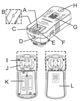 Схема элементов радиосинхронизатора Yongnuo RF-605 для Canon C1 C3