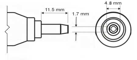 Внешний вид разъема 4.8 х 1.7 мм Bullet tip