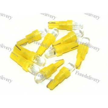 10х LED T5 лампа в автомобиль, подсветка, желтая