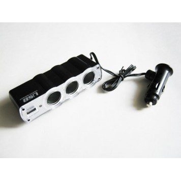 Автомобільний розгалужувач 12v трійник, USB