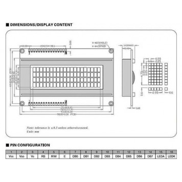 Фізичні характеристики LCD 2004 модуля-1