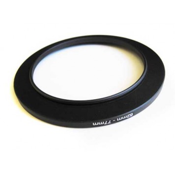 Вид на підвищувальне степ кільце 62-77мм для Canon, Nikon з боку об'єктива-1