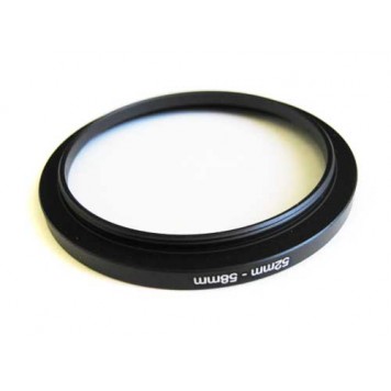 Вид на підвищувальне степ кільце 52-58мм для Canon, Nikon з боку об'єктива-1