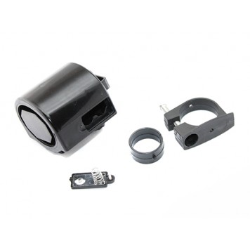 Електронний дзвінок для велосипеда ( 2 AAA ) зі знятою кришкою відсіку батарейок і від'єднаним хомутом кріплення-2