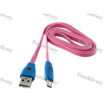 Micro USB дата кабель Samsung S3 S4 HTC, LED смайл