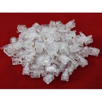 100x Конектор RJ11 RJ14 6P4C телефонний