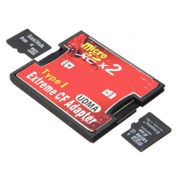 Адаптер дозволяє встановлювати 2 карти формату microSD, micro SDHC і TF-1