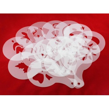 Набір з 16 пластикових трафаретів для створення різних візерунків на поверхні кави , лате-1