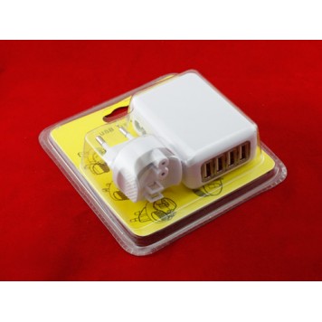 Мережевий зарядний, 4 USB, 5V 2.1A при поставці в блістерній упаковці-3