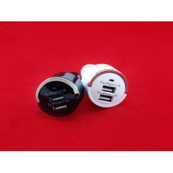 Автомобильная зарядка, 2 USB, 5V 2.1A, Ipad Iphone