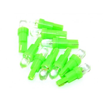 10х LED T5 лампа в автомобиль, подсветка, зеленая