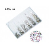 1440 кришталевих стразів 1.3-3мм для нігтів нейл-арту, набір
