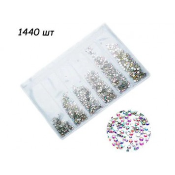 1440 кришталевих стразів 1.3-3мм для нігтів нейл-арту, набір