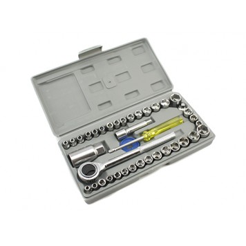 Набор торцевых головок с трещоткой и удлинителем в кейсе, 40 предметов