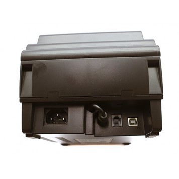 Задня сторона принтера з роз'ємами підключення живлення, підключення до ПК і підключення грошового ящика-3