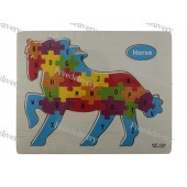 Обучающая деревянная доска, рамки вкладыши, пазл, конь
