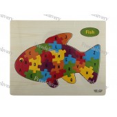 Обучающая деревянная доска, рамки вкладыши, пазл, рыбка