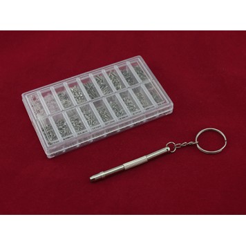 Винты гайки шайбы 1000шт и отвертка для ремонта очков часов