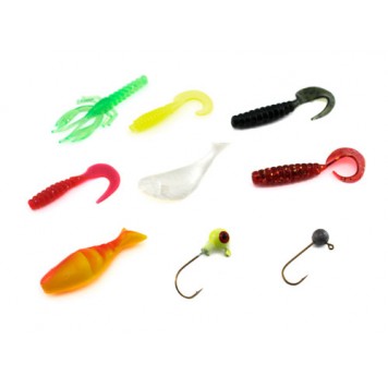 Набор спиннингиста 45в1 джиг-головки, твистеры