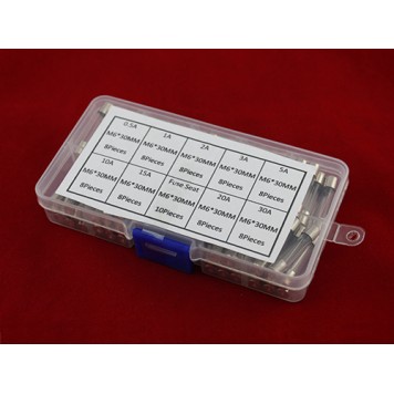 Запобіжник скляний циліндричний 72шт, 6x30мм 250В 0.5-30А