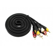 3 RCA - 3 RCA тато-тато AV кабель, тюльпани, 1.8м 3 RCA - 3 RCA тато-тато AV кабель, тюльпани, 1.8м