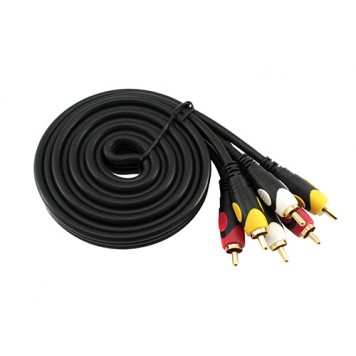 3 RCA - 3 RCA тато-тато AV кабель, тюльпани, 1.8м