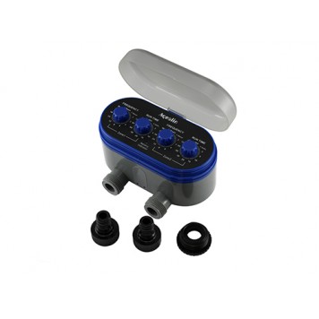 Комплект поставки автоматического таймера полива на 2 линии с шаровыми клапанами-1