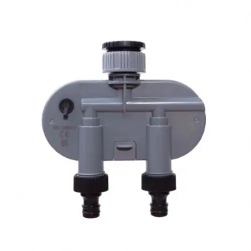 Тыльная сторона автоматического таймера полива на 2 линии с шаровыми клапанами-2