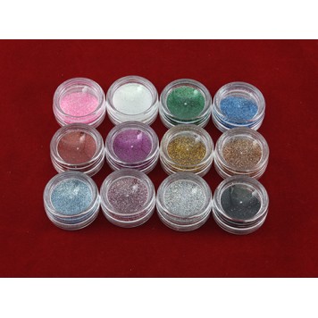 Декоративні блискітки глітер для нігтів нейл-арт 12 кольорів, набір