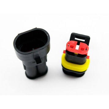 Штекер и гніздо 2-х контактного герметичного автомобільного роз'єму-2