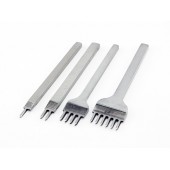 Набор из 4 пробойников ромбовидных строчных для кожи 1+2+4+6, шаг 4мм