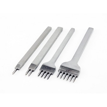 Набор из 4 пробойников ромбовидных строчных для кожи 1+2+4+6, шаг 4мм