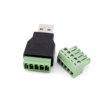 Перехідник USB 2.0 Type-A штекер тато - клеммники 5pin