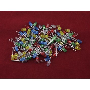 100x LED светодиод 5мм 5 цветов, набор