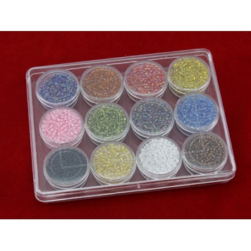 Бисер бусины 12 цветов 2-3мм, набор