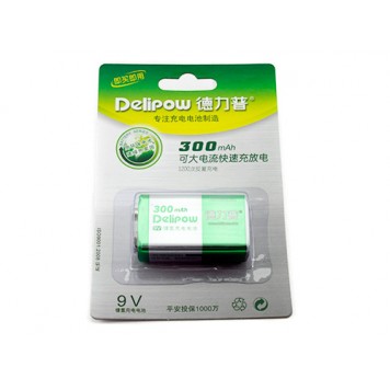 Аккумулятор Delipow 9В CR-9V Крона 6F22 6LR61 Ni-MH 300мАч