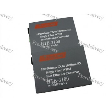 2x Медиаконвертер оптический Netlink HTB-3100AB, SC RJ45 10/100Мбит 25км
