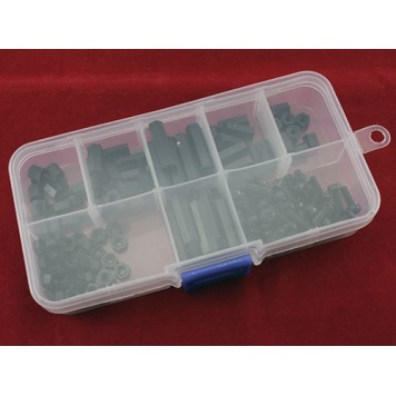 Стійка монтажна нейлонова М3 160шт, міжплатова 6-гранна, набір з гвинтами