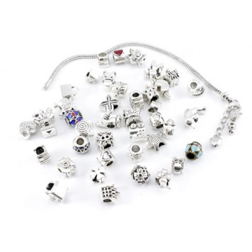 Браслет Pandora Пандора + 40 металл подвесок шармов, СДЕЛАЙ САМ DIY