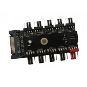 Хаб сплиттер для питания 10 вентиляторов 12В 4pin PWM от Sata, майнинг Хаб сплиттер для питания 10 вентиляторов 12В 4pin PWM от Sata, майнинг