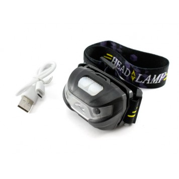 Налобний ліхтар, ліхтарик, фара LED 5Вт з ІЧ управлінням АКБ 1200мАч USB