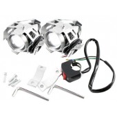 Фари прожектори для мотоцикла CREE U5 LED 12В 3000лм + кнопка, сірі