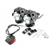 Фары прожекторы для мотоцикла CREE U5 LED 12В 3000лм + кнопка, черные