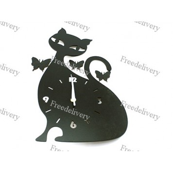 Часы настенные декоративные Счастивая Кошка 40см