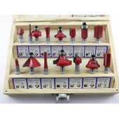 Набір фрез 15 шт по дереву , хвостовик 6.35мм в футлярі