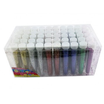 Набір з 50-ти баночок з блискітками металізованих кольорів в упаковці-1