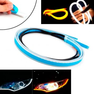 Гнучкі трубчасті ходові вогні в фари DRL LED, 2шт 45 см + поворотники