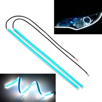 Гнучкі трубчасті ходові вогні в фари авто DRL LED, 2шт 45см білі