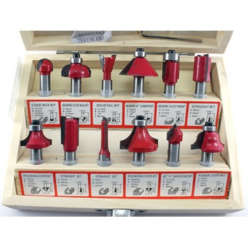 Склад набору з 12 - ти фрез по дереву з хвостовиком 8мм-1