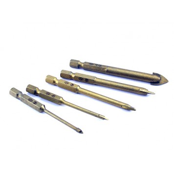 Набір з 5 свердел 3-10мм по склу кераміці для шурупокрута 6 - гранні